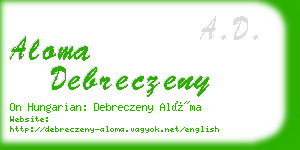 aloma debreczeny business card